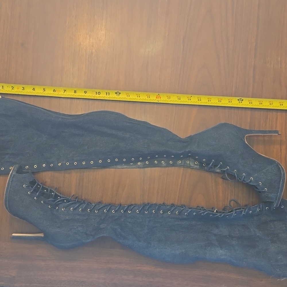 Liliana thigh high lace up boot heels